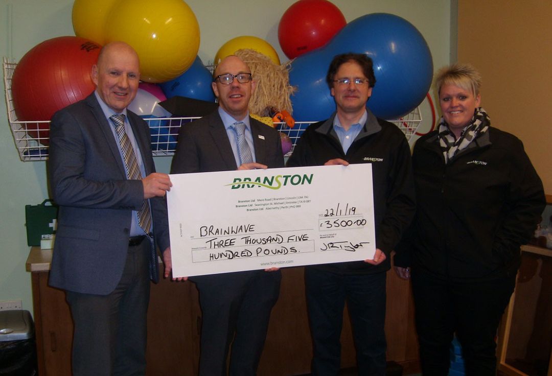 Branston donates £3,500 to Brainwave Centre